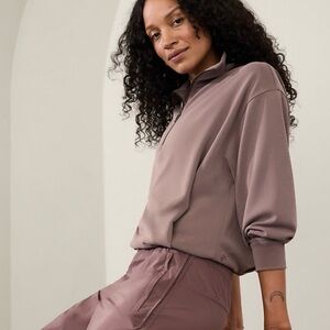 Athleta Seasoft 1/4 Zip Bubble Hem Sweatshirt Smoky Rose Size XS Like New